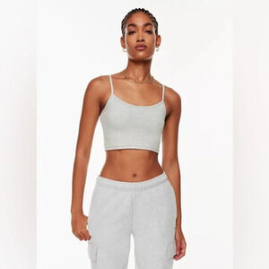 Aritzia Sunday Best Camille Seamless Ribbed Crop Tank in Grey Size XL